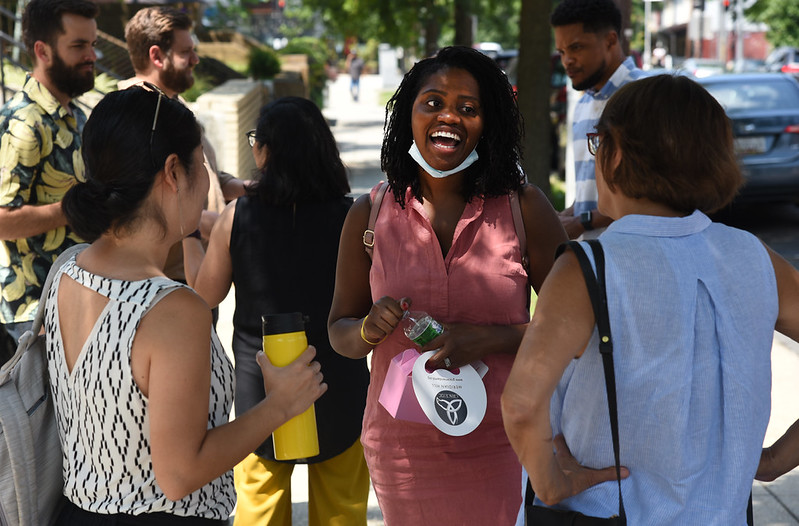Congregation talking after church